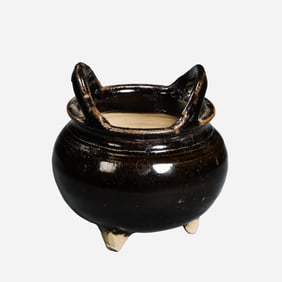 Black-glazed tripod censer from the Song Dynasty in China, 10th-11th century AD