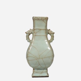 12th century AD, official kiln celadon vase with tubular handles from the Song Dynasty in China