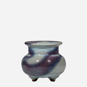 Jun ware tripod incense burner from the Song Dynasty, 12th century AD.