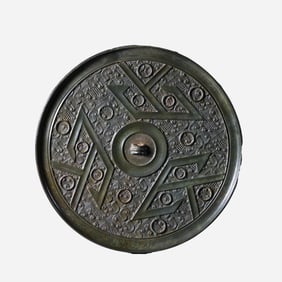 A Bronze Mirror with Linear and Geometric Design, Eastern Han Dynasty China, 1st–2nd Century CE