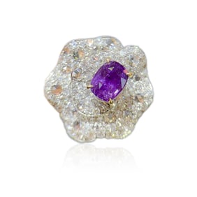 CGRL 18K Gold Diamond and Natural Sapphire Ring