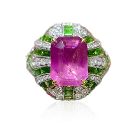 CGRL 18K Gold Diamond and Natural Sapphire Ring