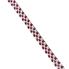 CGRL 18K Gold Bracelet with Diamonds and Natural Pigeon Blood Rubies
