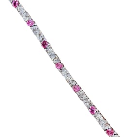 CGRL 18K Gold and Diamond-Set Natural Padparadscha Bracelet