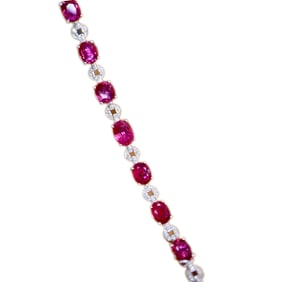 CGRL 18K Gold Bracelet with Diamonds and Natural Burmese Rubies