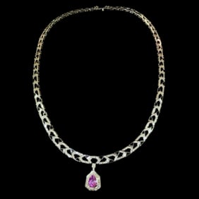 CGRL 18K Gold Diamond and Natural Sapphire Evening Necklace