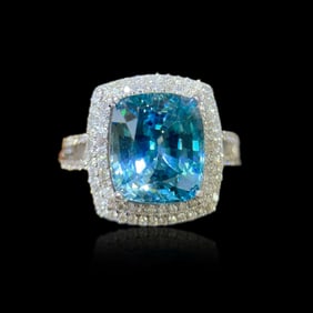 CGRL 18K Gold Diamond Ring Set with Natural Zircon