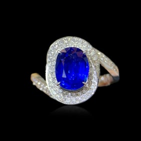 CGRL 18K Gold Diamond and Natural Sapphire Ring