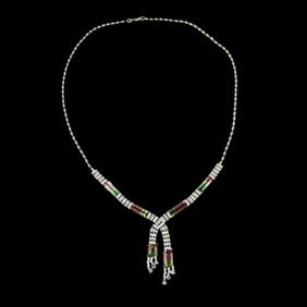 CGRL 18K Gold Diamond Necklace Set with Natural Tourmaline