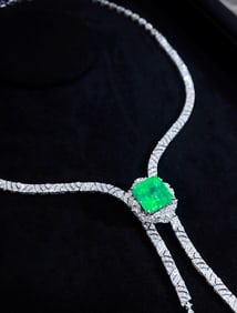 CGRL 18K Gold Diamond and Natural Emerald Evening Necklace/Ring