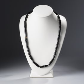 OLD CAMBODIAN BANDED AGATE NECKLACE BEADS [23PCS, 76G]