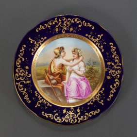 RARE 'SÈVRES-STYLE' COBALT BLUE AND GILT CABINET PLATEPROBABLY FRENCH OR GERMAN, CIRCA 1890–1920