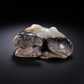 A RARE AND MAGNIFICENT HETIAN JADE RECUMBENT CAMELHAN DYNASTY (206 BC – 220 AD)