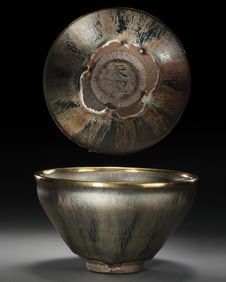 A RARE AND IMPORTANT 'HARE'S FUR' TEA BOWL WITH 'TIANSHENG' MARKNORTHERN SONG DYNASTY, TIANSHENG