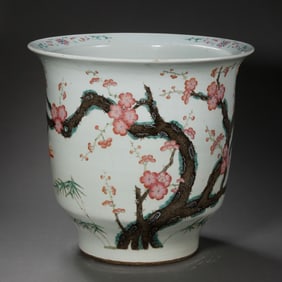 LARGE AND FINELY PAINTED 'WUCAI' 'PRUNUS' JARDINIÈREQING DYNASTY (1644-1911)