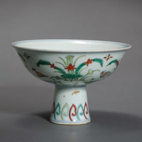 A MAGNIFICENT AND EXCEEDINGLY RAREDOUCAI STEM PLATEMARK AND PERIOD OF CHENGHUA (1465–1487)