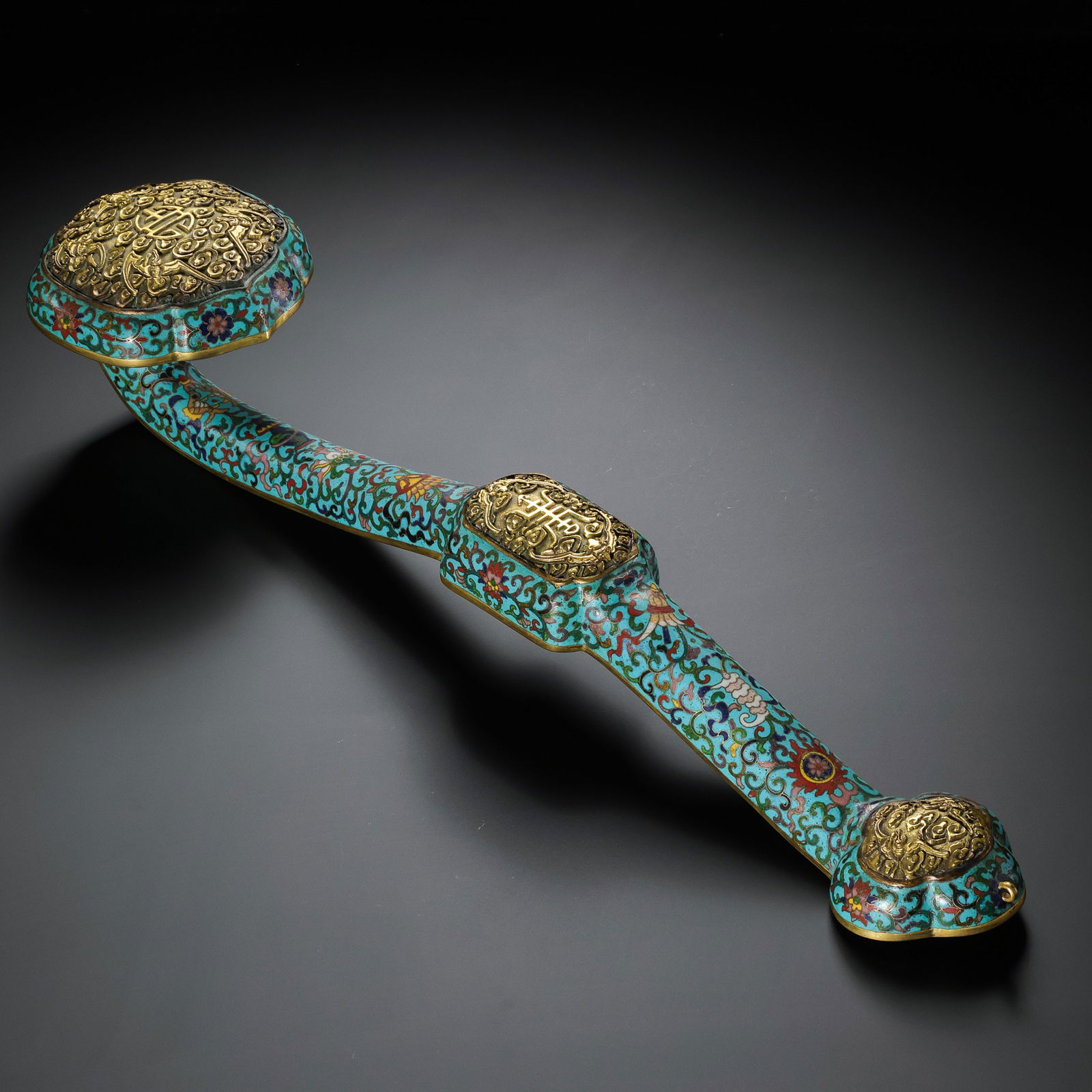 A MAGNIFICENT GILT-BRONZE AND CLOISONNÉ ENAMEL 'RUYI' SCEPTERQING DYNASTY, QIANLONG PERIOD (1 of 12)