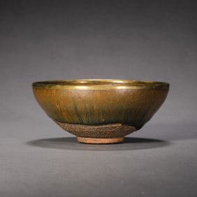 RARE 'JIAN' HARE'S FUR-GLAZED TEA BOWL WITH METAL-BOUND RIMSOUTHERN SONG DYNASTY (1127–1279)