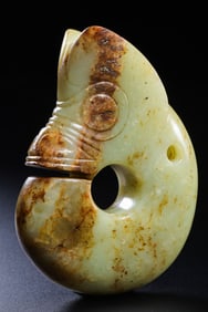 A MAGNIFICENT AND MONUMENTAL YELLOW JADE 'PIG-DRAGON' (ZHULONG)HONGSHAN CULTURE, NEOLITHIC PERIOD
