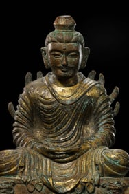 A RARE AND FINELY CAST GILT-BRONZE FIGURE OF A SEATED BUDDHAMING DYNASTY (1368-1644)