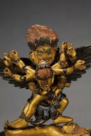 A MAGNIFICENT AND HIGHLY IMPORTANT IMPERIAL GILT-BRONZE FIGURE OF A HERUKA AND CONSORT