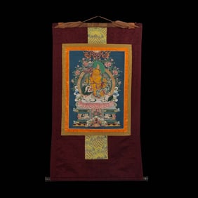 18TH-CENTURY TIBETAN PAINTED THANGKA OF THE GOD OF WEALTH