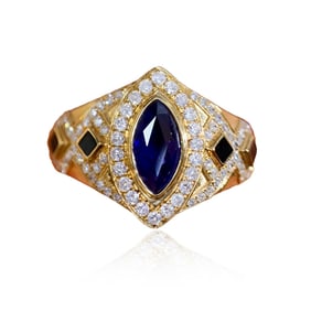 CGRL 18KGOLD AND DIAMOND RING SET WITH NATURAL SAPPHIRE