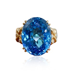 CGRL 18KGOLD AND DIAMOND RING SET WITH NATURAL TOPAZ