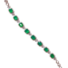 CGRL 18KGOLD AND DIAMOND BRACELET SET WITH NATURAL EMERALDS