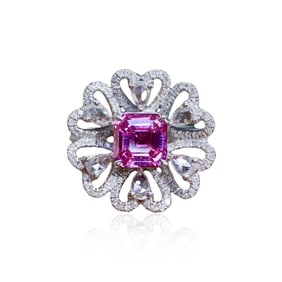 GRC 18KGOLD AND DIAMOND RING SET WITH NATURAL PINK AND BLUE SAPPHIRES