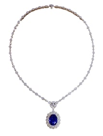 CGRL 18KGOLD AND DIAMOND NECKLACE SET WITH NATURAL SAPPHIRE
