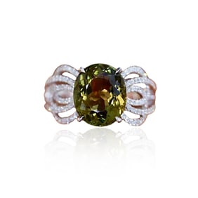 CGRL 18KGOLD AND DIAMOND RING SET WITH NATURAL TOURMALINE