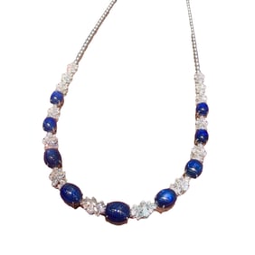 CGRL 18K GOLD DIAMOND AND NATURAL SAPPHIRE NECKLACE