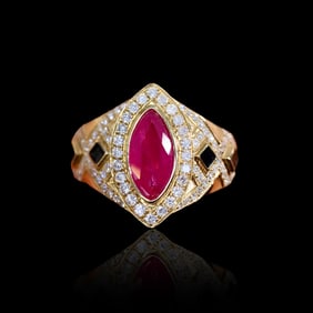 CGRL 18KGOLD AND DIAMOND RING SET WITH NATURAL BURMESE RUBIES