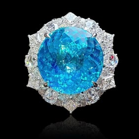 AIGS 18KGOLD AND DIAMOND SET WITH NATURAL PARAIBA RING/NECKLACE