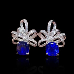18KGOLD AND DIAMOND EARRINGS SET WITH NATURAL SAPPHIRES