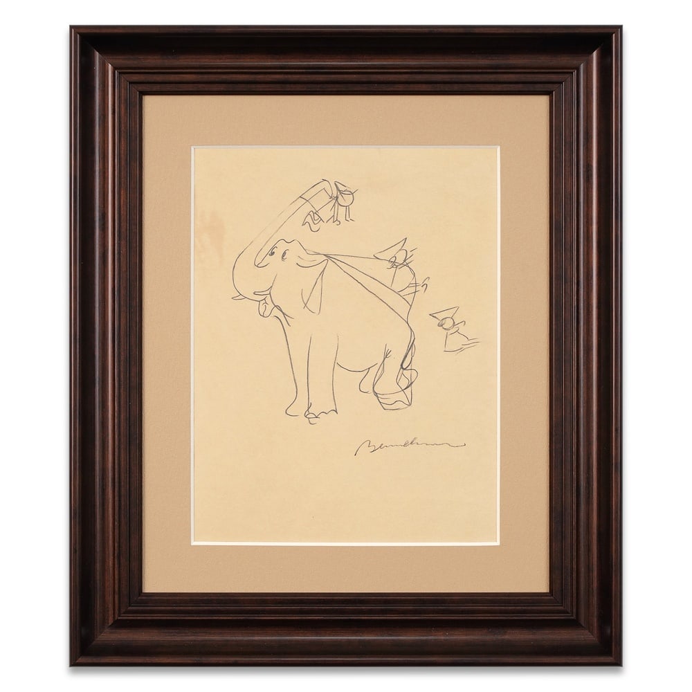 LUDWIG BEMELMANS SIGNED SKETCH: Image Dimensions: 14 1/8 x 10 1/2 in (35.7 x 26.7 cm) Framed Dimensions: 22 7/8 x 19 1/4 in (58 x 49 cm) Provenance and Authentication: This collectible has undergone a rigorous forensic evaluation. T