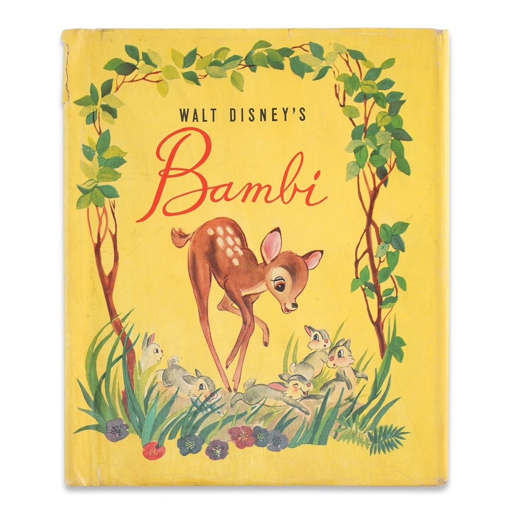 WALT DISNEY SIGNED "WALT DISNEY'S BAMBI": 8 3/8 x 7 in (21.3 x 17.7 cm) Provenance and Authentication: This collectible has undergone a rigorous forensic evaluation. The signatures were carefully analyzed across multiple criteria, including i