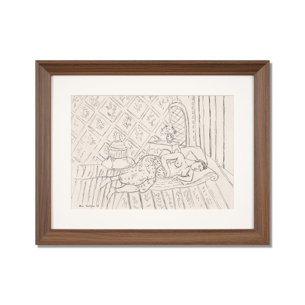HENRI MATISSE (1869-1954), ATTRIBUTED TO, PEN AND PENCIL ON PAPER: Signed (lower left) Image Dimensions: 10 5/8 x 15 in (27 x 38 cm) Framed Dimensions: 16 3/4 x 21 1/8 in (42.5 x 53.7 cm) This painting comes with COA. Henri Matisse stands as one of the most influenti