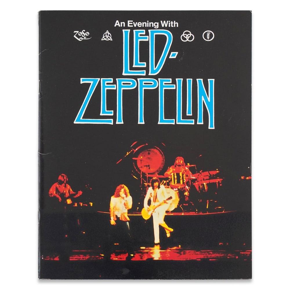 LED ZEPPELIN FULLY SIGNED "AN EVENING WITH LED ZEPPELIN" TOUR PROGRAM: 12 x 9 1/8 in (30.5 x 23 cm) Provenance and Authentication: This collectible has undergone a rigorous forensic evaluation. The signatures were carefully analyzed across multiple criteria, including in