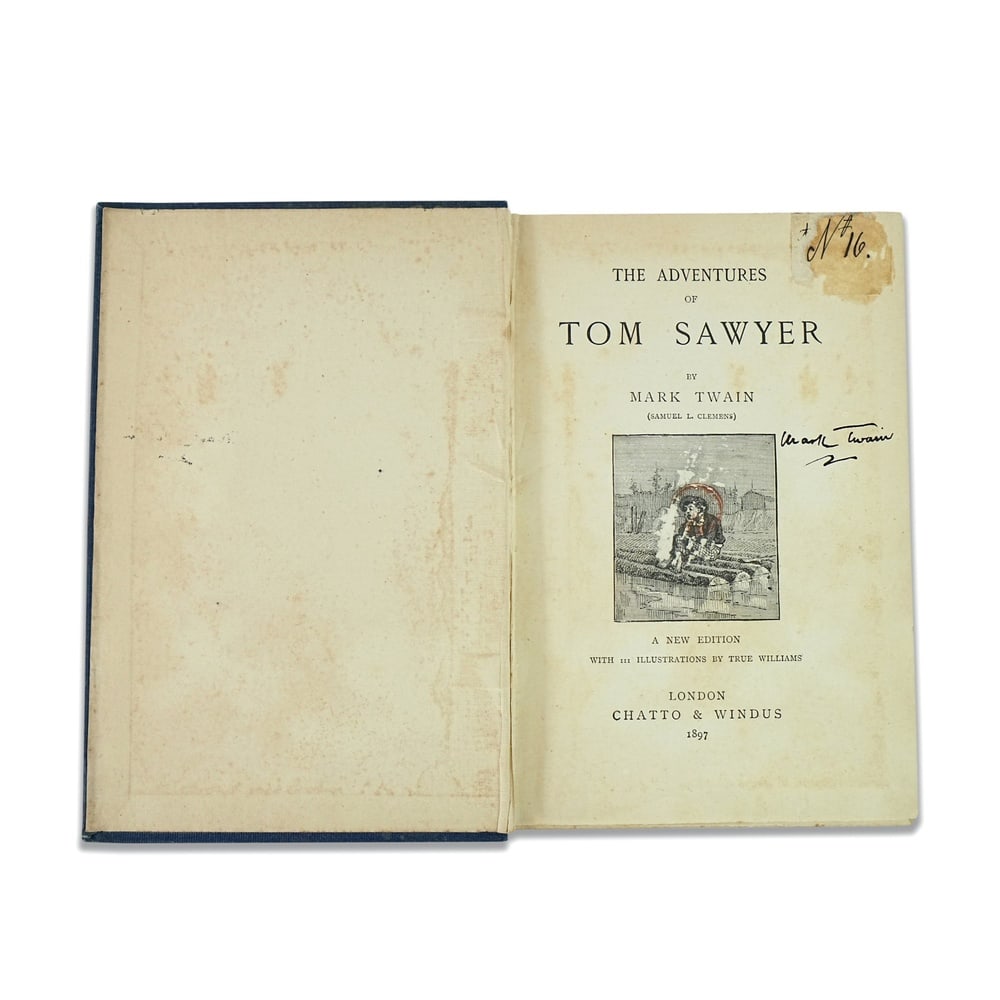 MARK TWAIN SIGNED "THE ADVENTURES OF TOM SAWYER" BOOK - 2