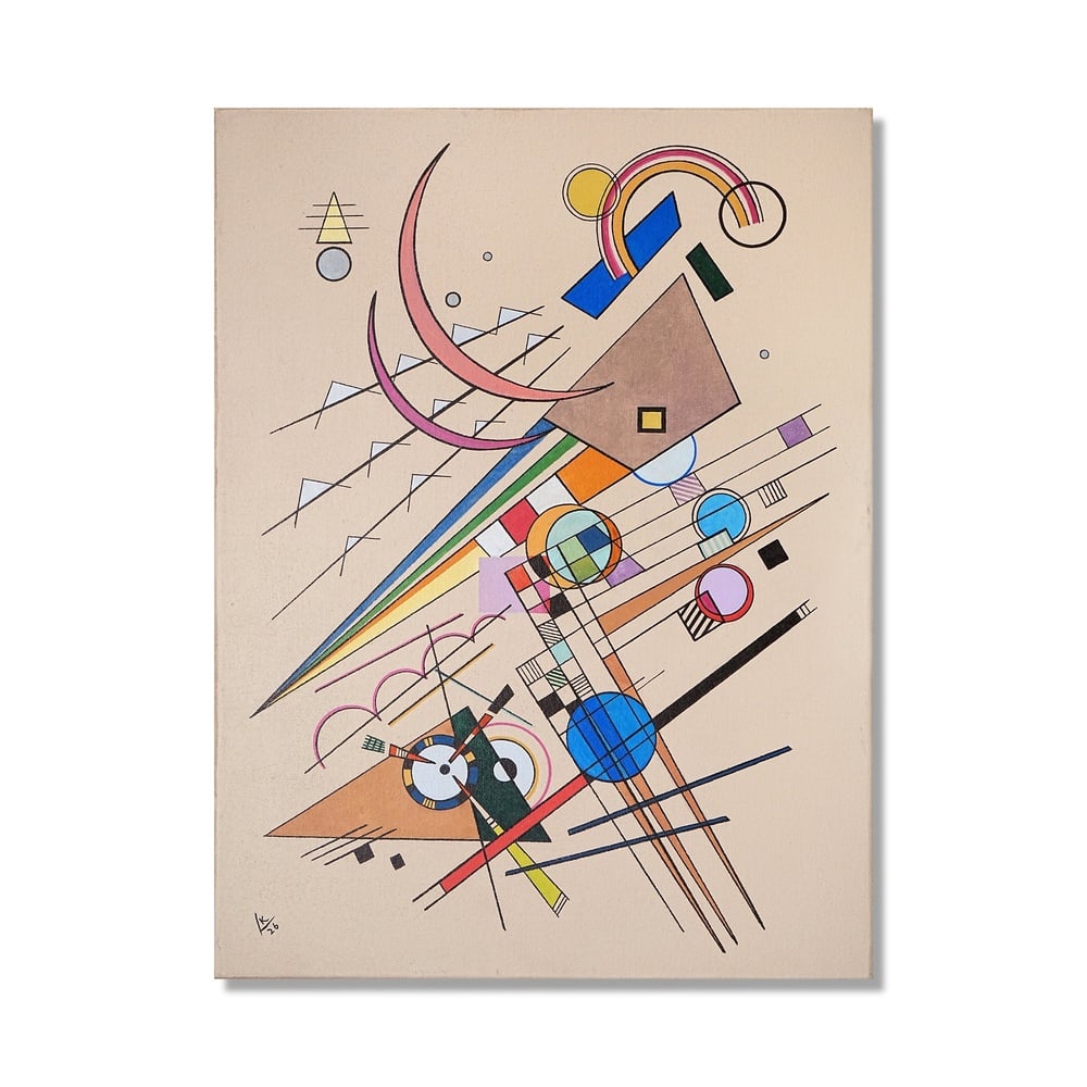 WASSILY KANDINSKY (1866-1944), ATTRIBUTED TO, OIL ON CANVAS: Signed (lower left and verso) Image Dimensions: 31 1/2 x 23 5/8 in (80 x 60 cm) This painting comes with COA. Wassily Kandinsky's geometric abstraction represents a crucial phase in the evolution of