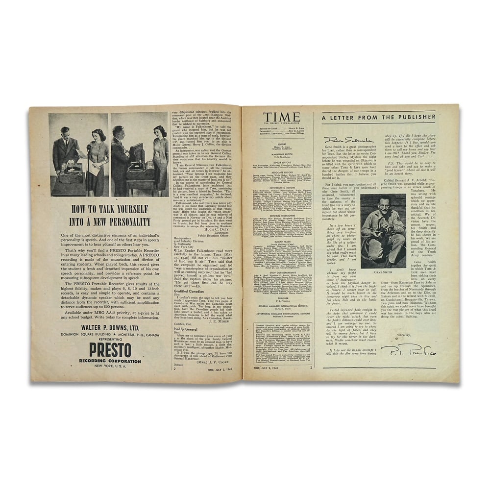 MEL OTT SIGNED TIME MAGAZINE (JULY 2, 1945) - 2