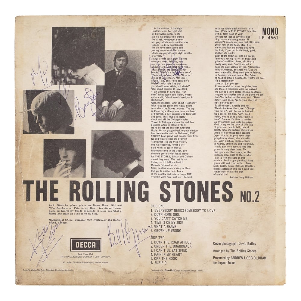 THE ROLLING STONES FULLY SIGNED "NO. 2" UK FIRST PRESS LP - 2