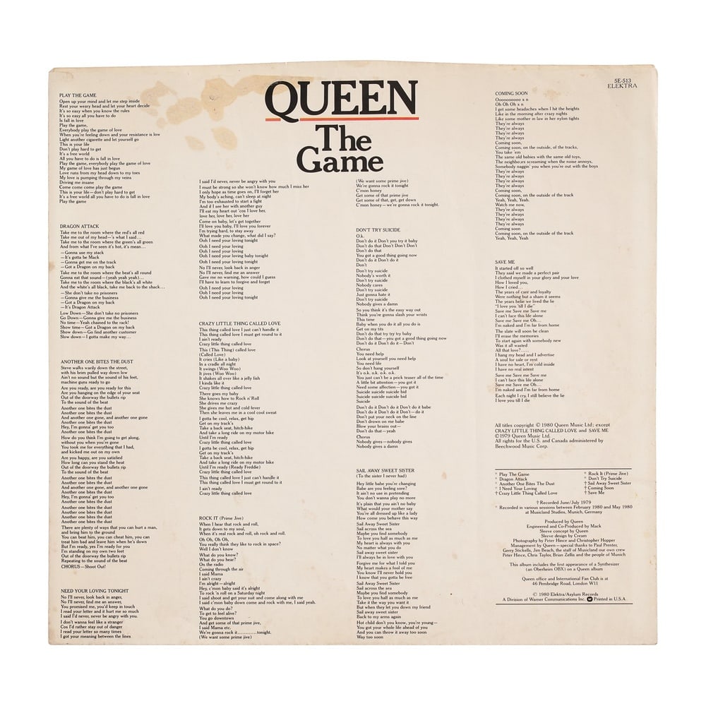 QUEEN FULLY SIGNED "THE GAME" LP - 3