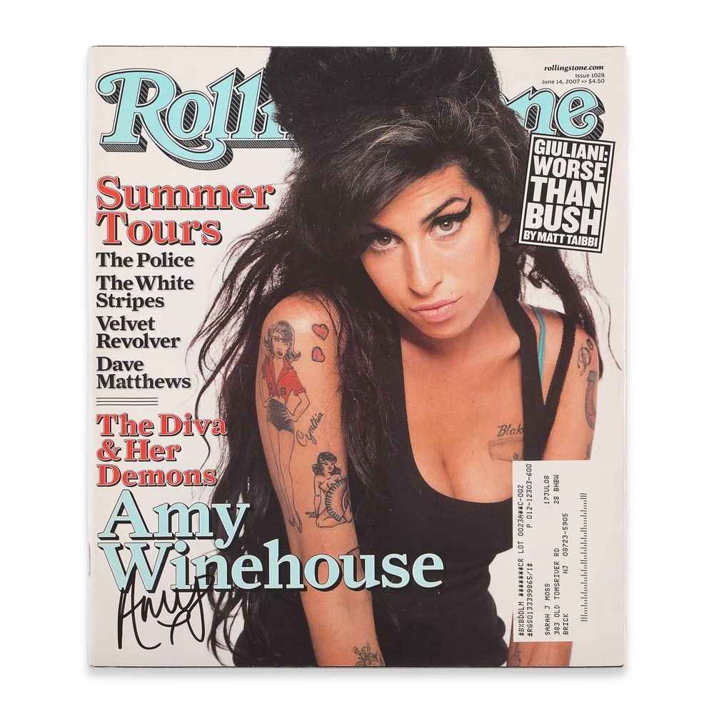 AMY WINEHOUSE SIGNED ROLLING STONE MAGAZINE - JUNE 14, 2007: 12 x 10 in (30.5 x 25.5 cm) Provenance and Authentication: This collectible has undergone a rigorous forensic evaluation. The signatures were carefully analyzed across multiple criteria, including