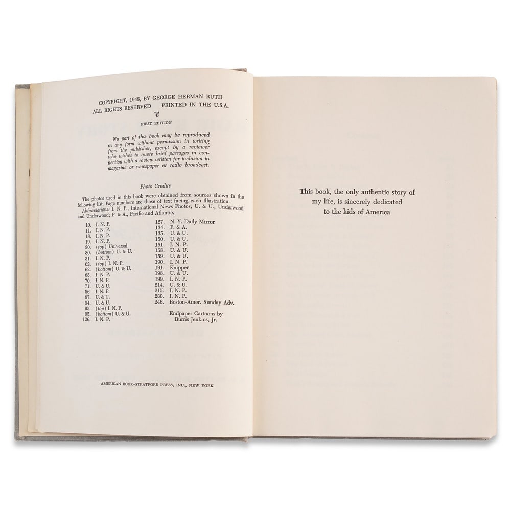 BABE RUTH SIGNED "THE BABE RUTH STORY" FIRST EDITION - 4