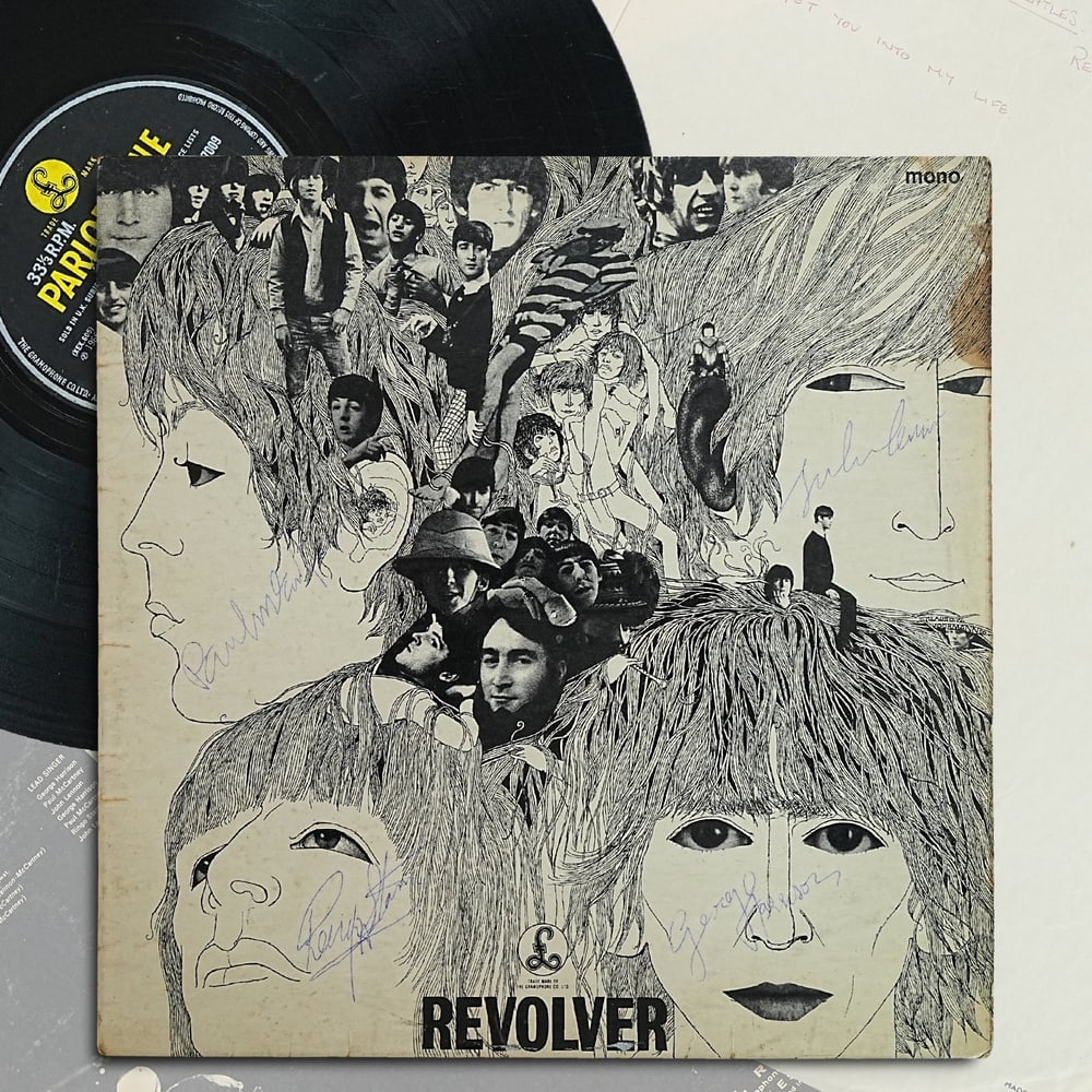 THE BEATLES FULLY SIGNED "REVOLVER" UK LP: 12 1/4 x 12 1/4 Provenance and Authentication: This collectible has undergone a rigorous forensic evaluation. The signatures were carefully analyzed across multiple criteria, including ink