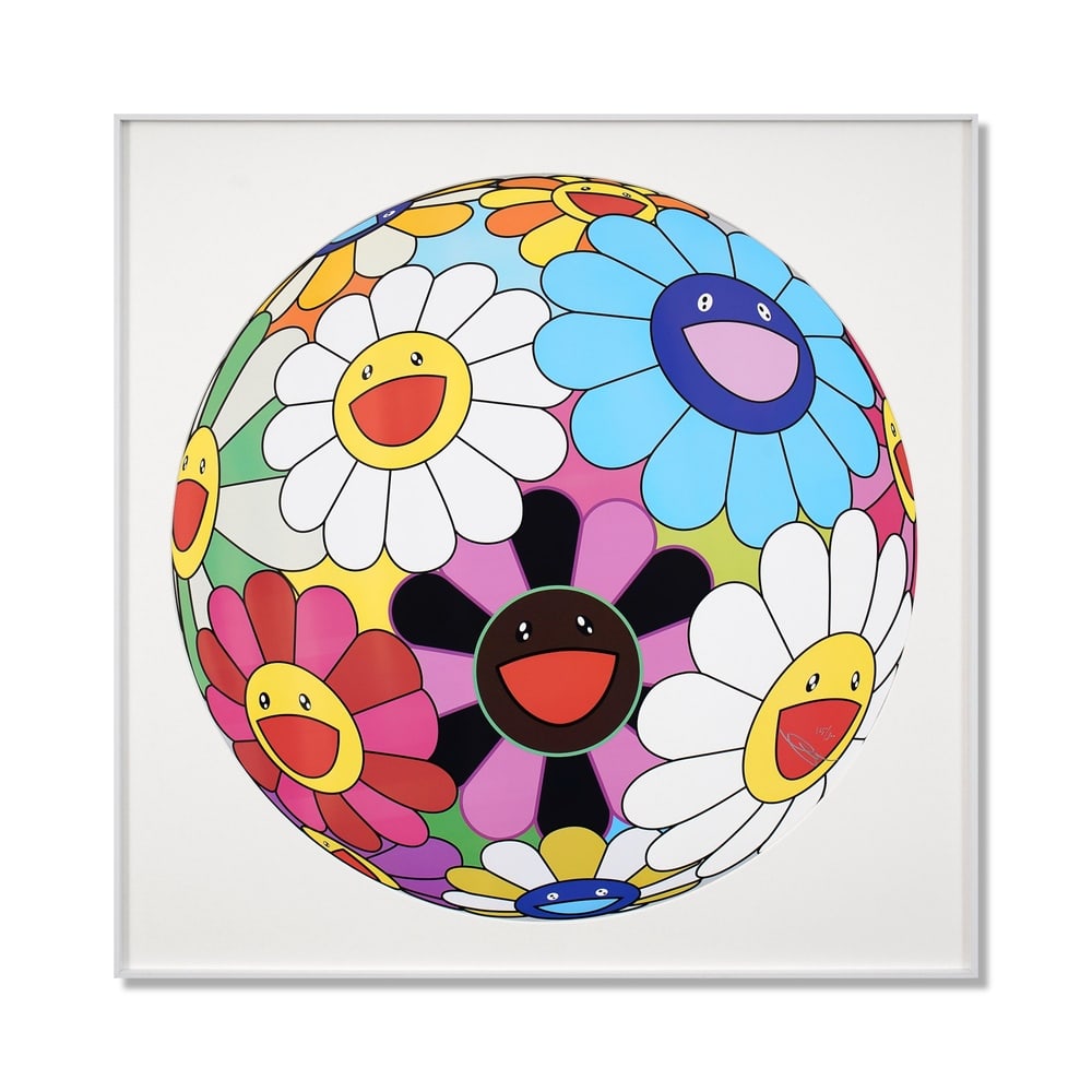 TAKASHI MURAKAMI (B.1962), OFFSET LITHOGRAPH: Signed (lower right) Image Dimensions: 27 1/2 x 27 1/2 in (70 x 70 cm) Framed Dimensions: 31 7/8 x 31 7/8 in (81 x 81 cm) Takashi Murakami (B. 1962), widely regarded as the foremost figure of contempo
