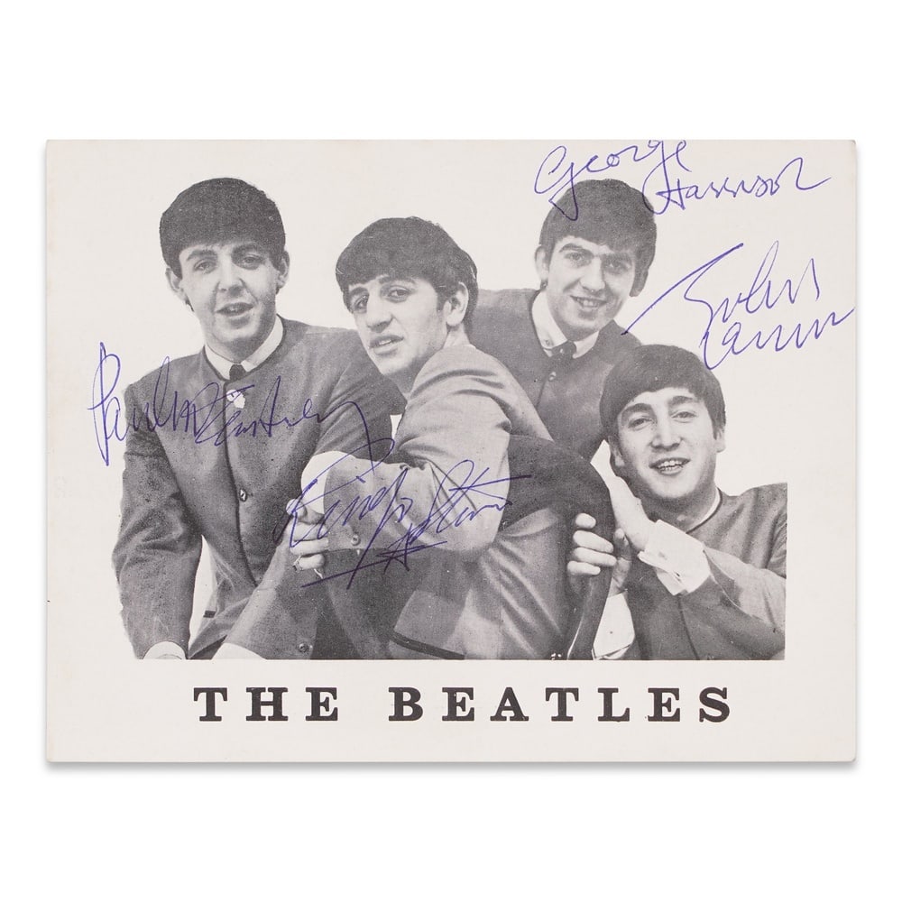 THE BEATLES FULLY SIGNED OFFICIAL FAN CLUB PROMO CARD (1 of 2)